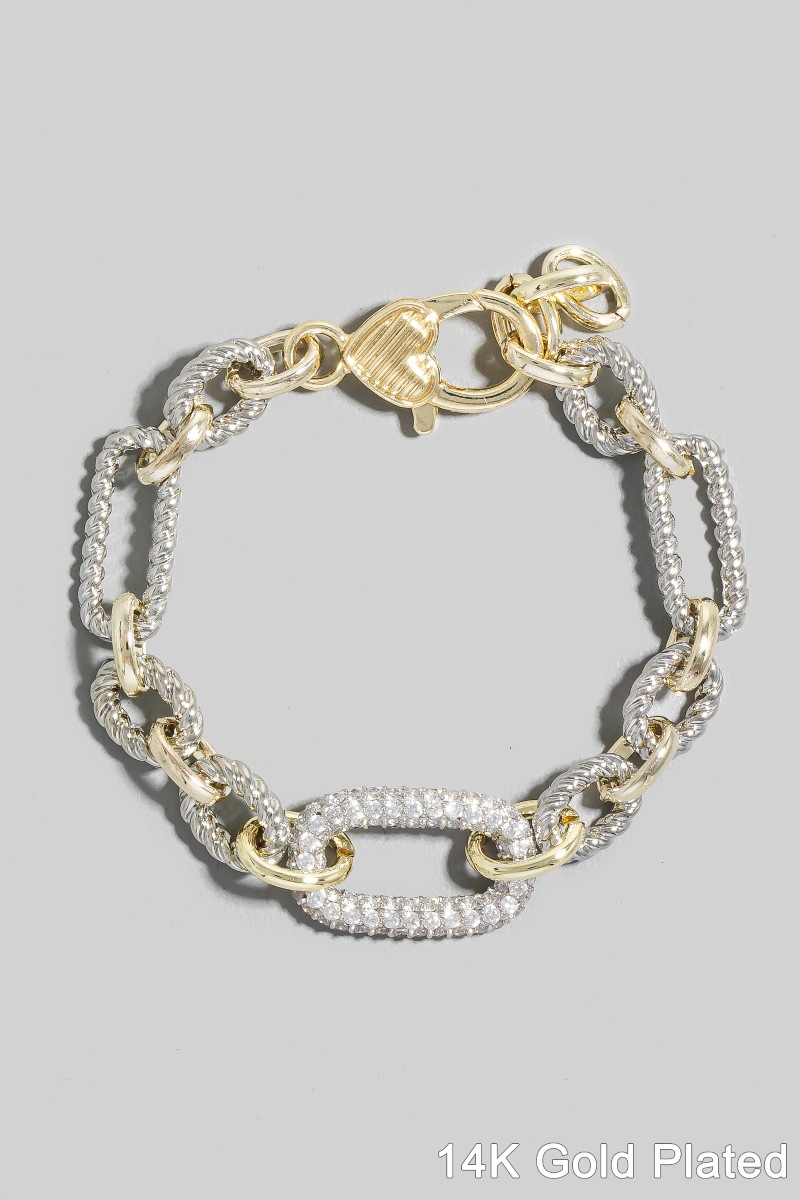 CZ Pave Chain Link Bracelet