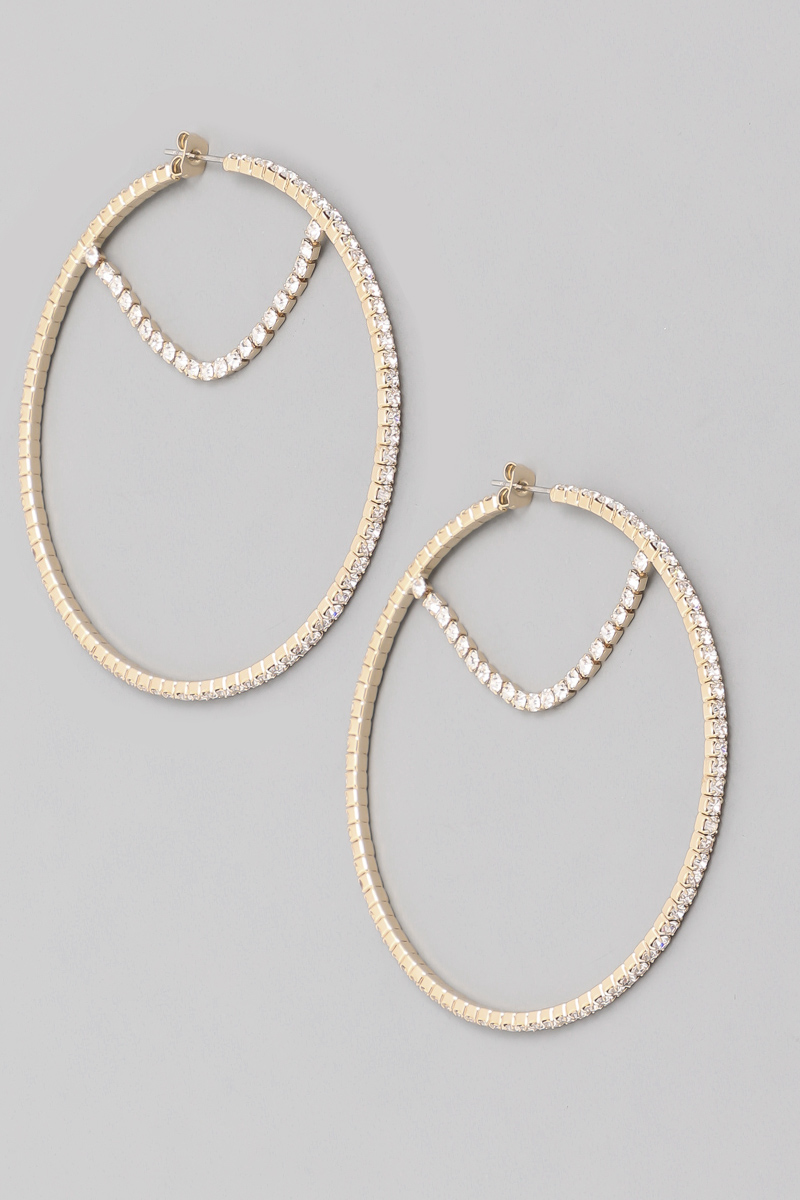 GOLD Rhinestone Hoop Earrings