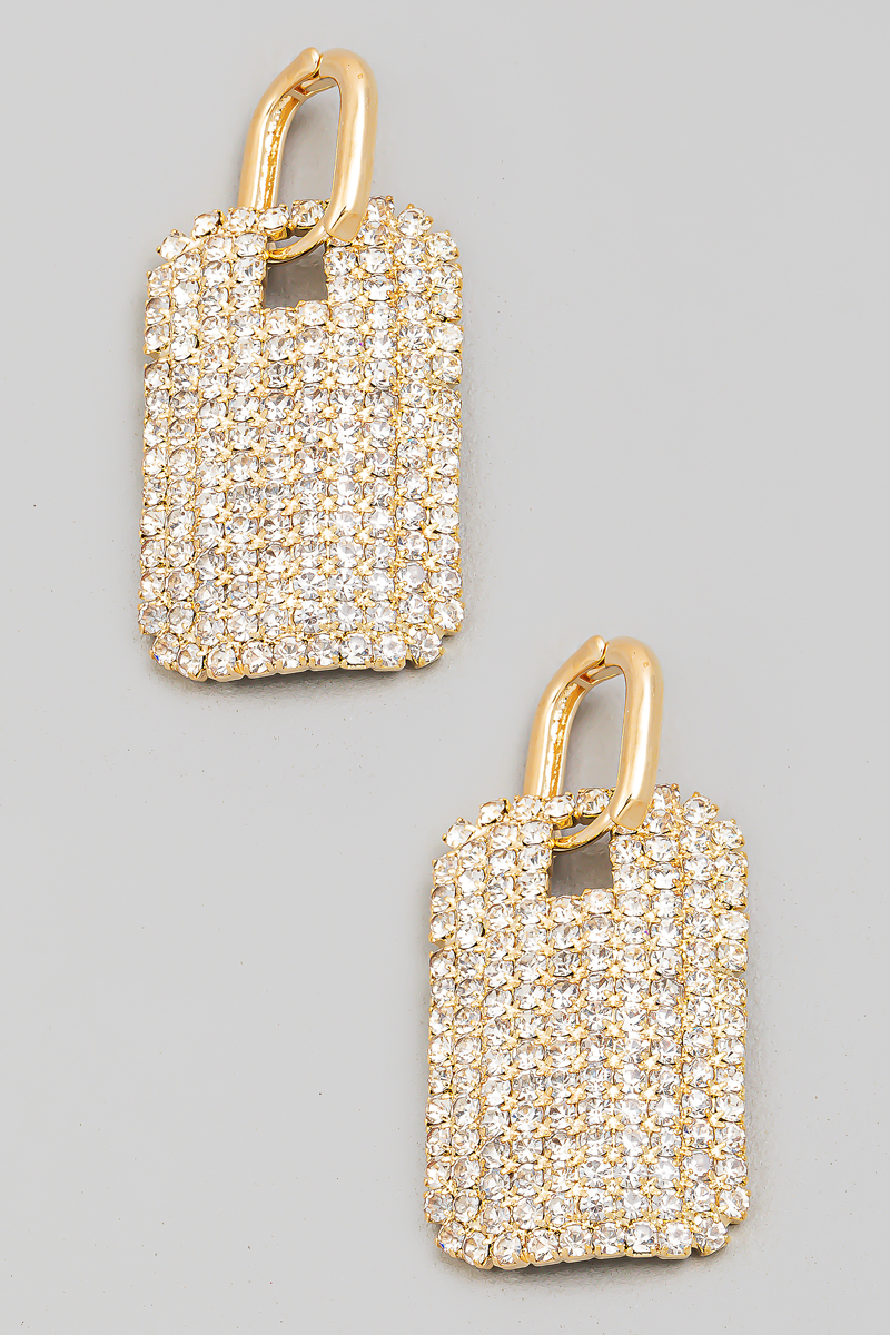 Beaded Rectangle Crystal Dangle Earring