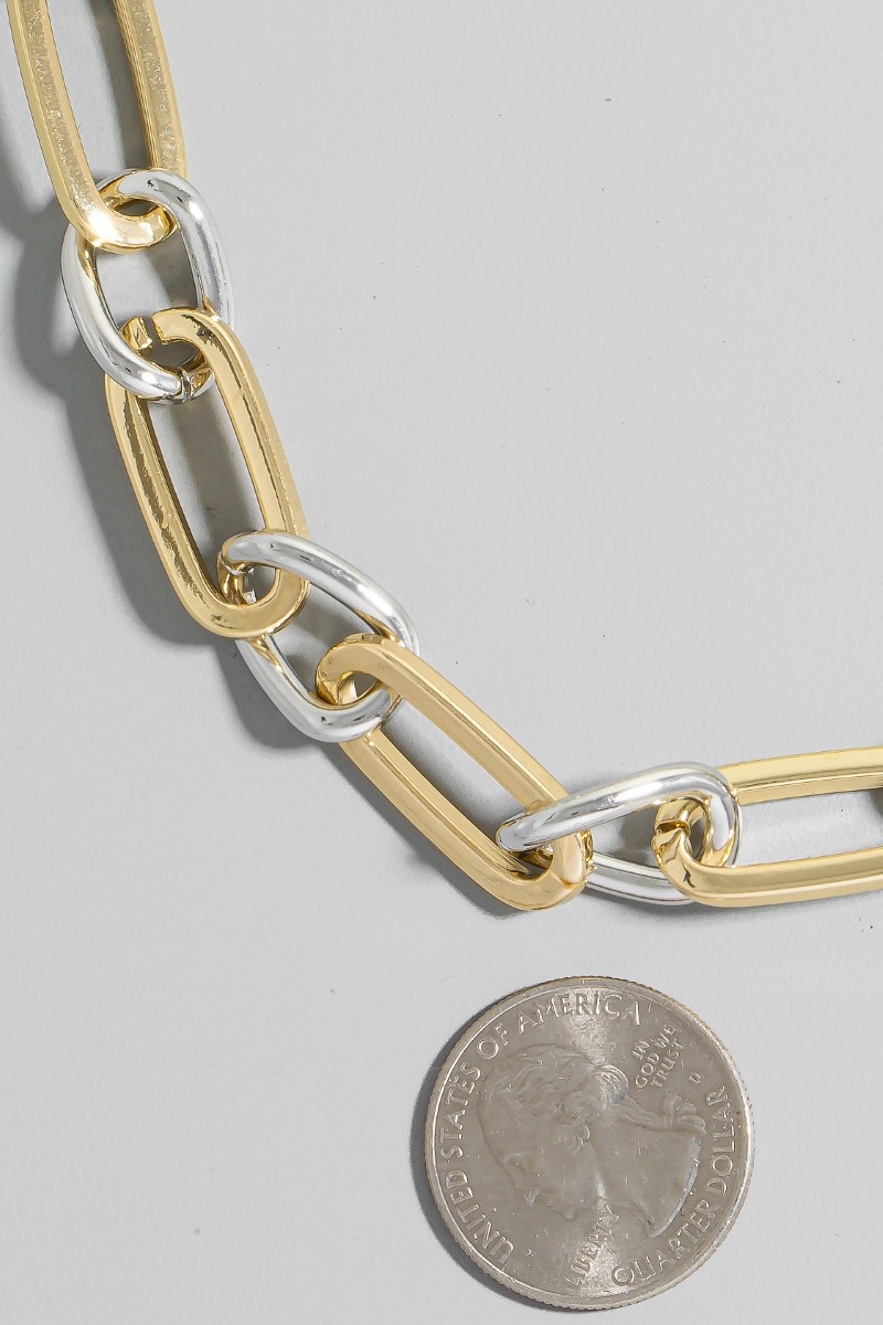 Two Tone Mixed Chain Necklace - New Arrivals