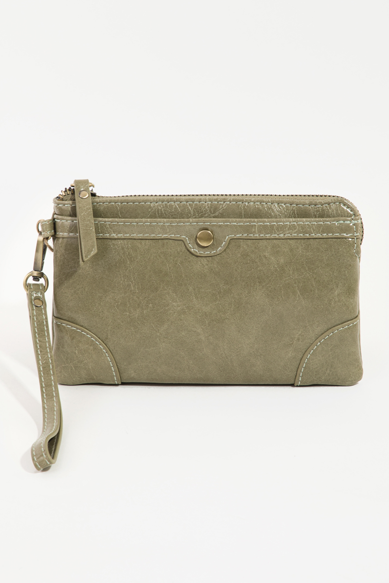 Faux Leather Rectangle Pouch Wallet - Wallets