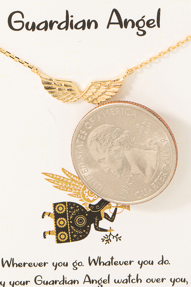 Sterling Silver CZ Guardian Angel Wings Pendant Chain