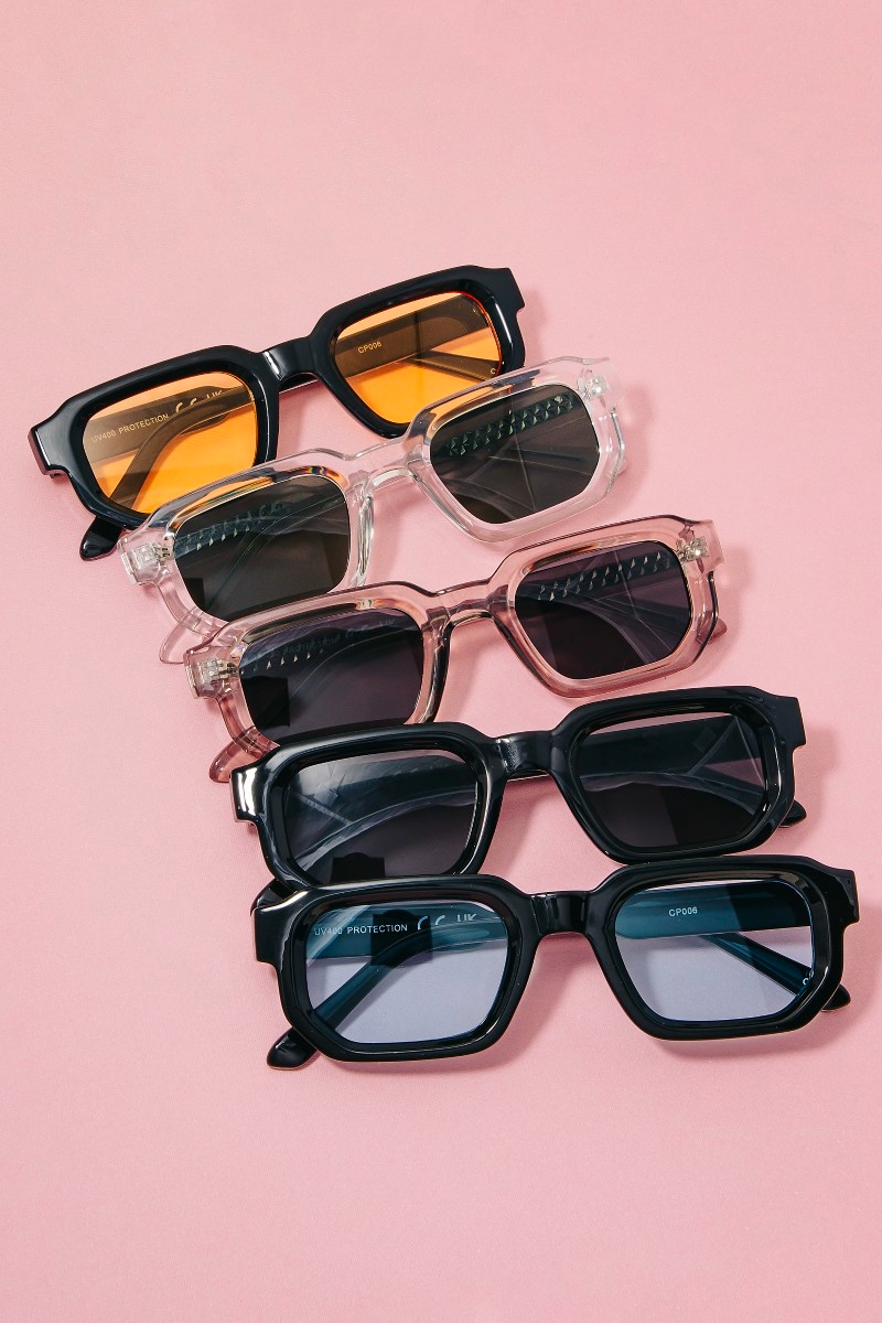 Thick Rectangle Frame Sunglasses Set