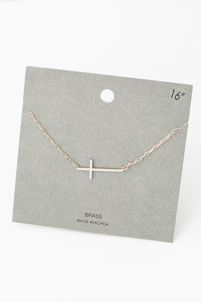 Chain Link Cross Pendant Necklace 