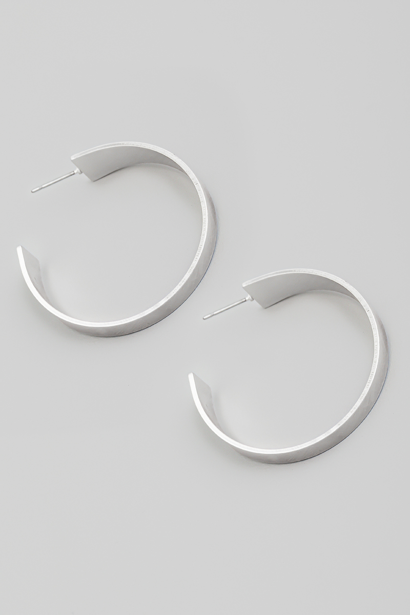 Flat Strip Open Hoop Earrings