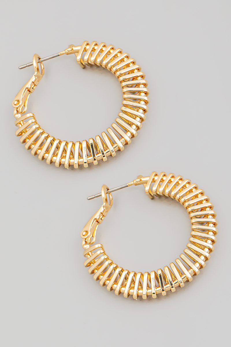 Triangular Coiled Wire Hoop Earrings