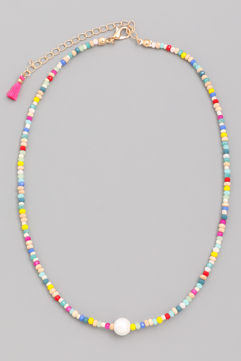AI096 - Green Beaded Layered Pearl Choker main image 1