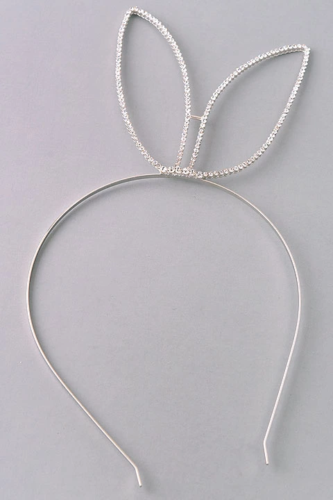 Rhinestone Stone Trim Bunny Ears Headband. - New Arrivals display picture 2