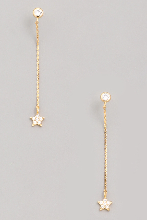Star Chain Thread Dangle Earrings