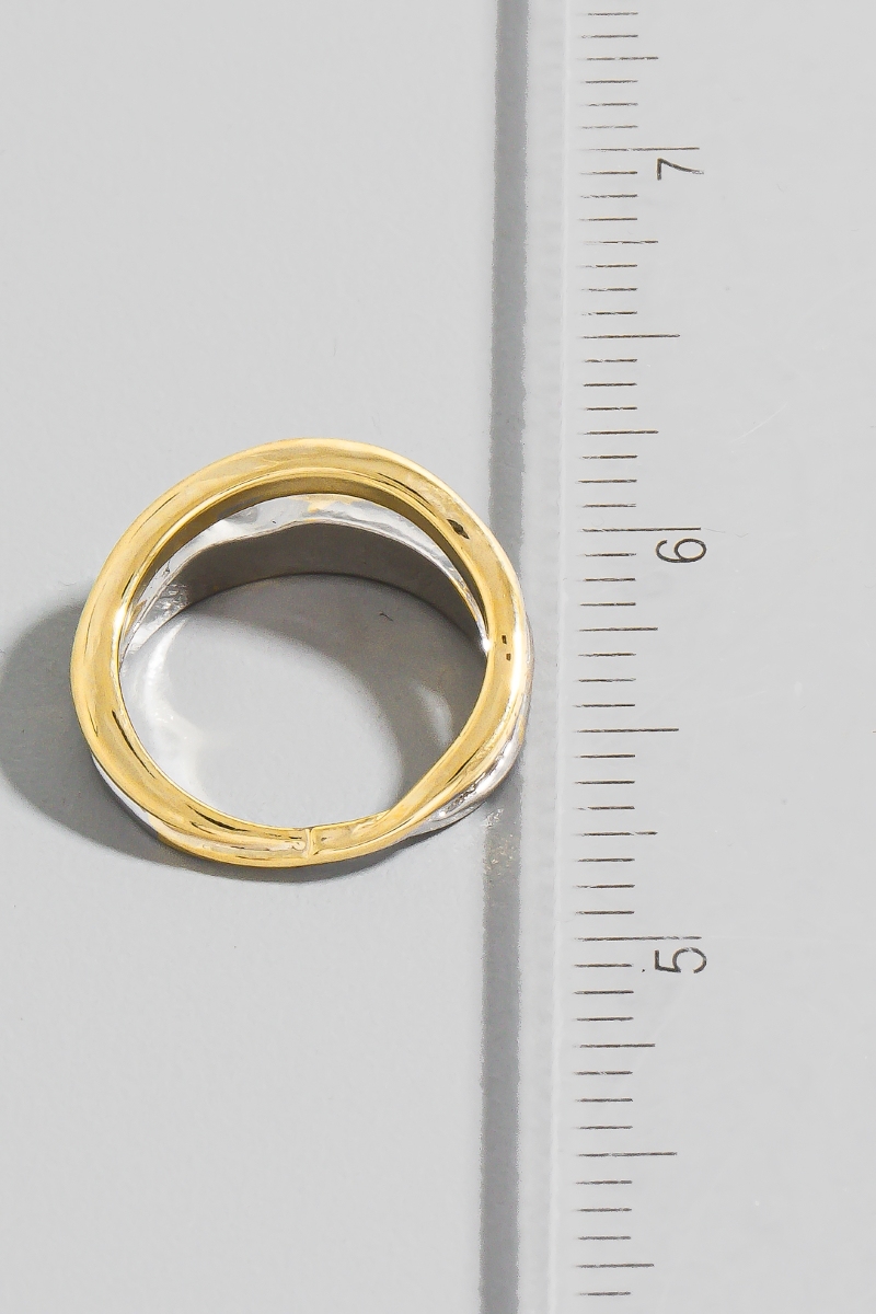 Two Tone Double Row Metallic Ring - Rings