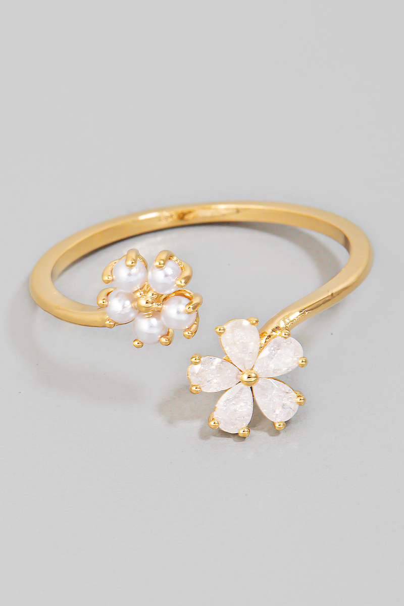 Cross Flower Open Ring