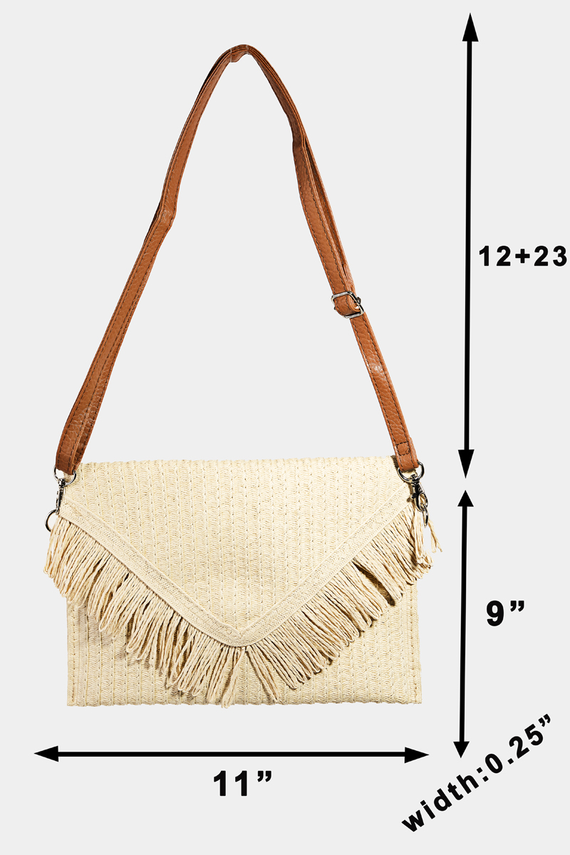 Straw Fringe Crossbody Purse main image 1