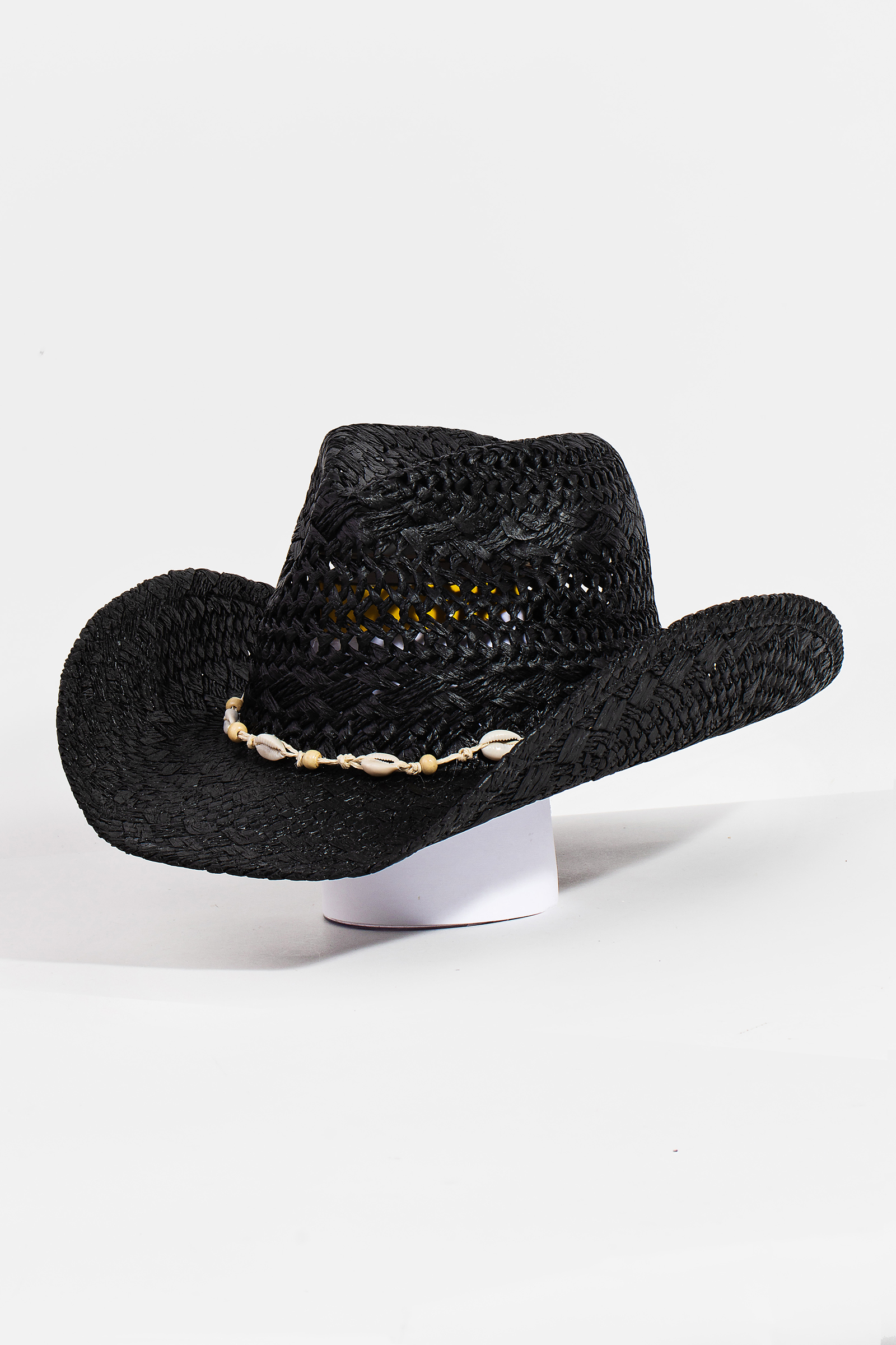 Straw Braid Cowrie Shell Cowboy Hat - Straw Hats