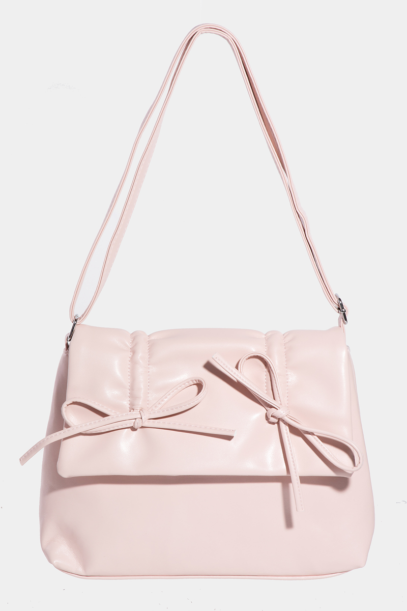 Bow Accented Faux Leather Envelope Shoulder Bag - New Arrivals