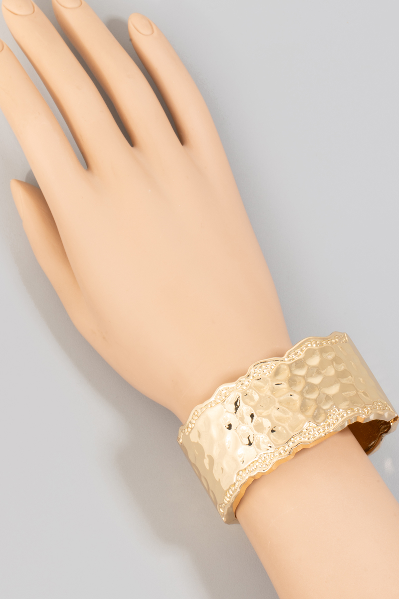 Hammered Wide Bangle Bracelet - Bracelets