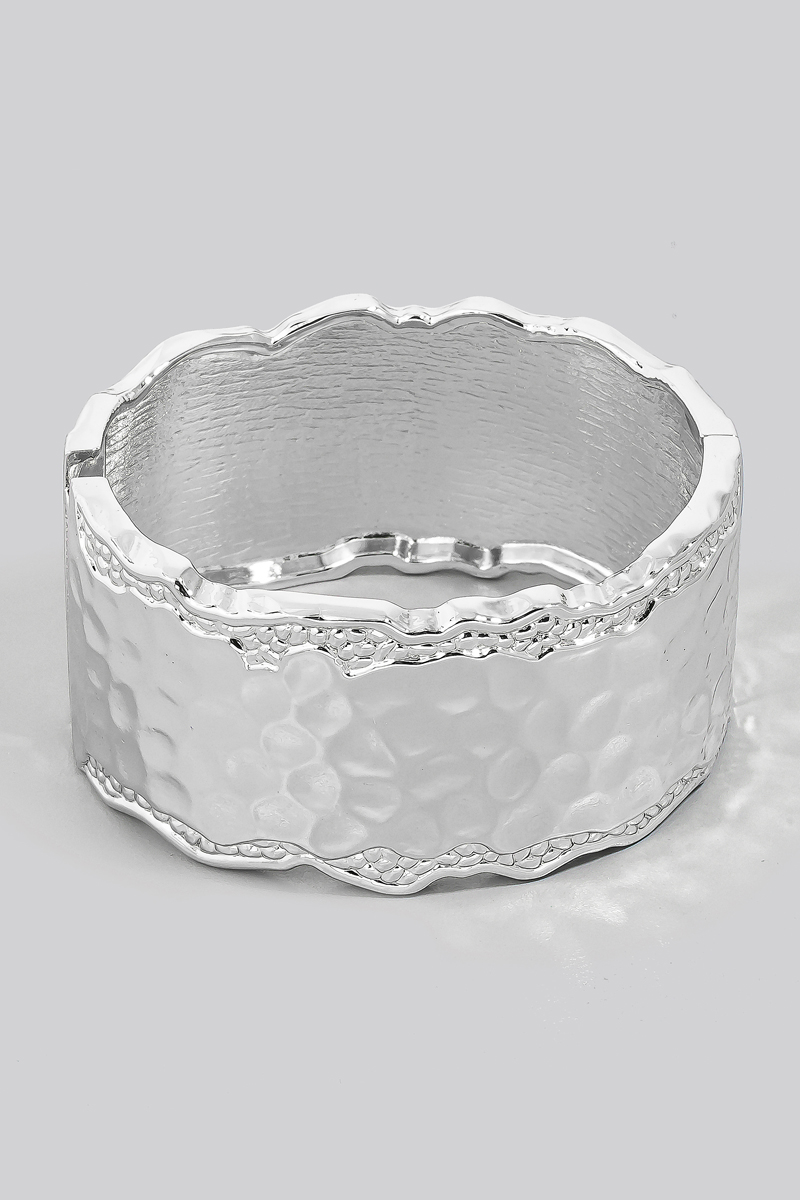 Hammered Wide Bangle Bracelet - Bracelets