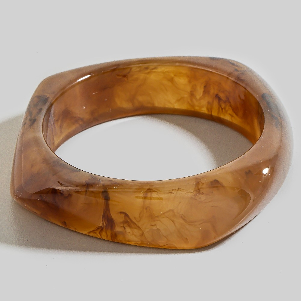 Large Squared Marble Resin Bangle Bracelet - New Arrivals