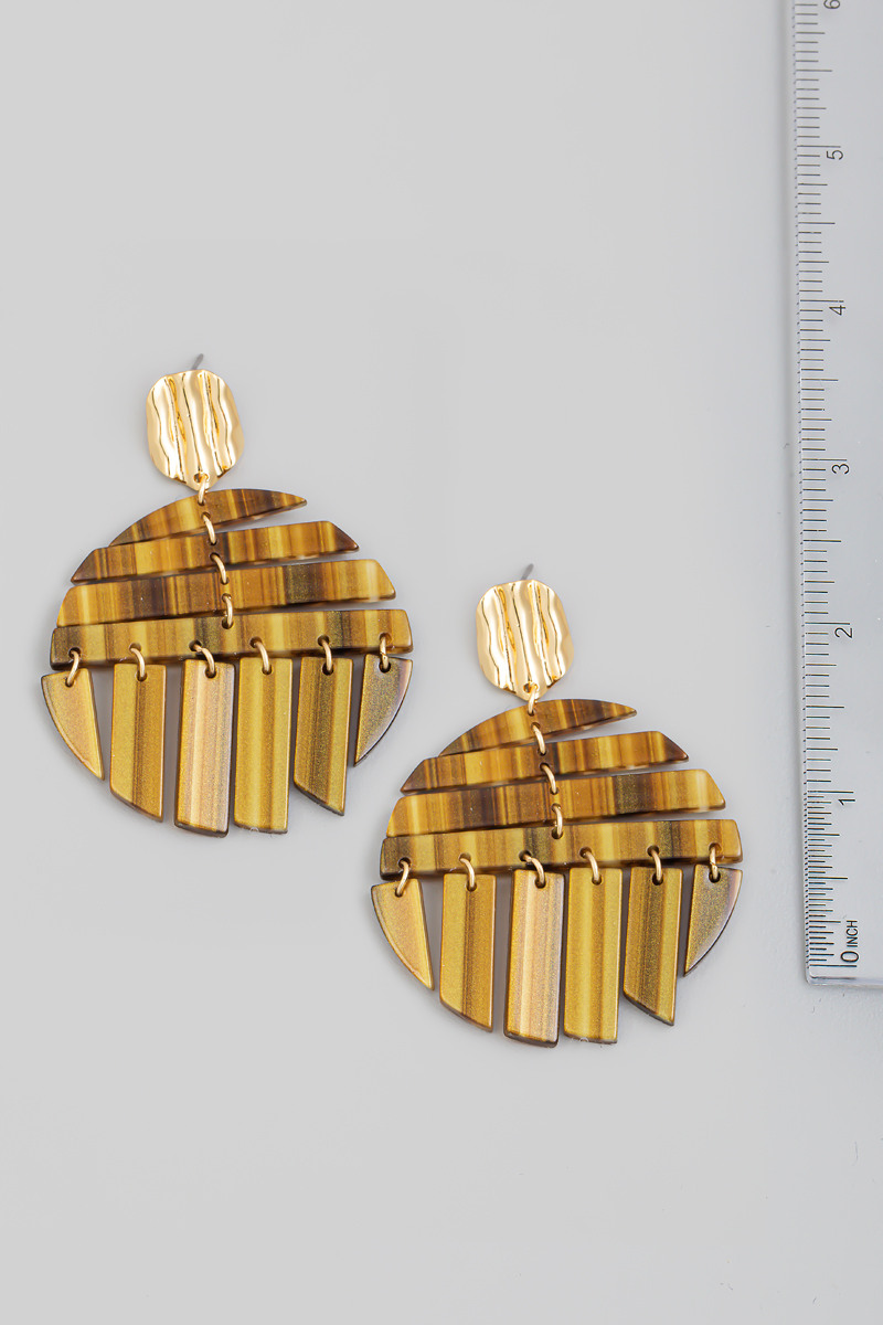 Round Geo Pattern Drop Earrings