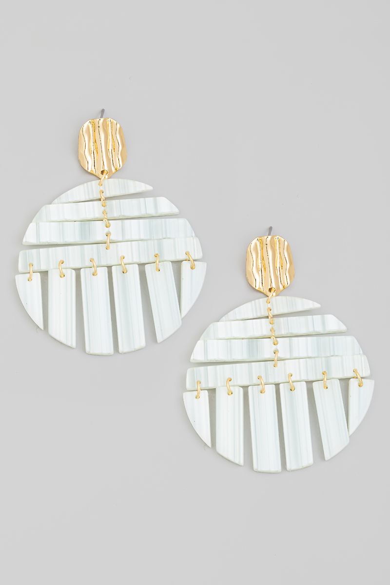 Round Geo Pattern Drop Earrings