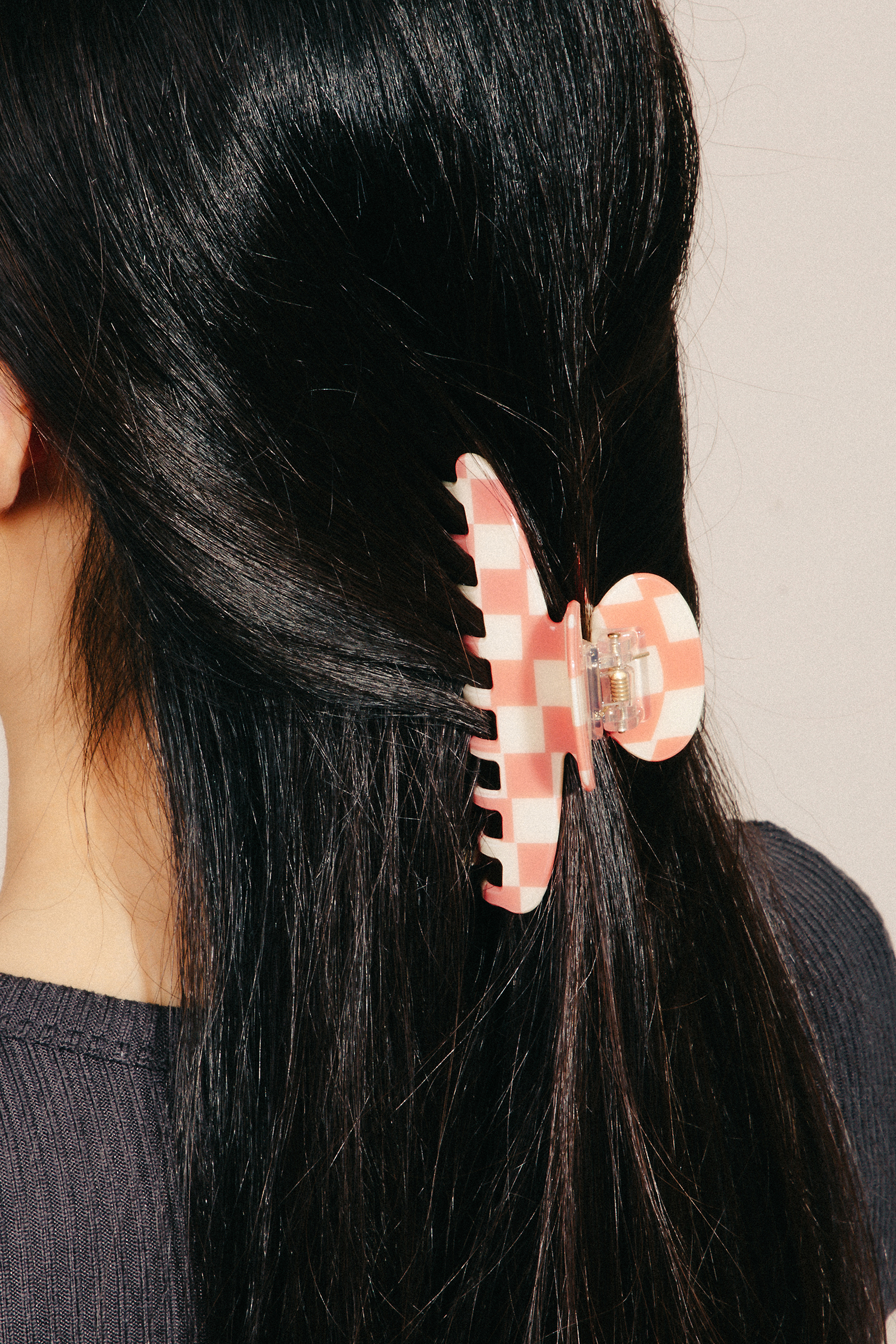 Three Piece Checkered Hair Clips Set - Hall Of Fame