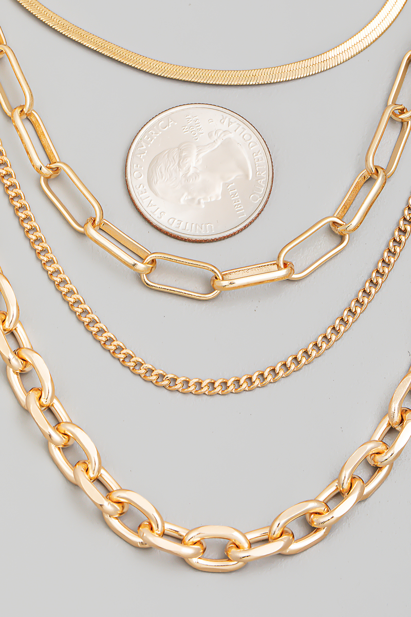 Four Layered Chain Link Necklace - Chain Necklaces