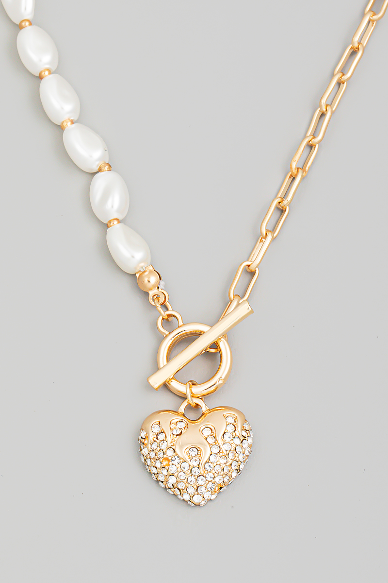 Gold Toggle Pave Necklace