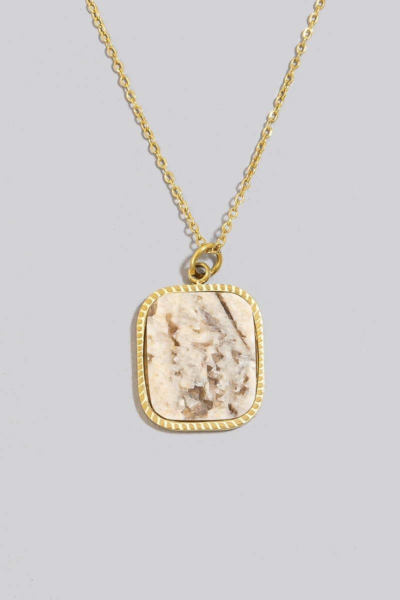 Square Stone Pendant Necklace