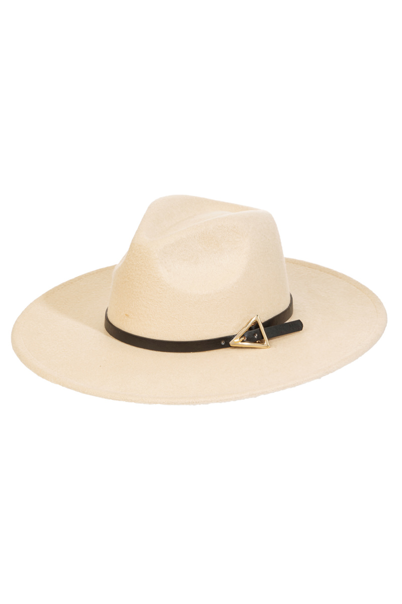 Flat Brim Triangle Strap Fedora Hat - Fame Accessories display picture 2
