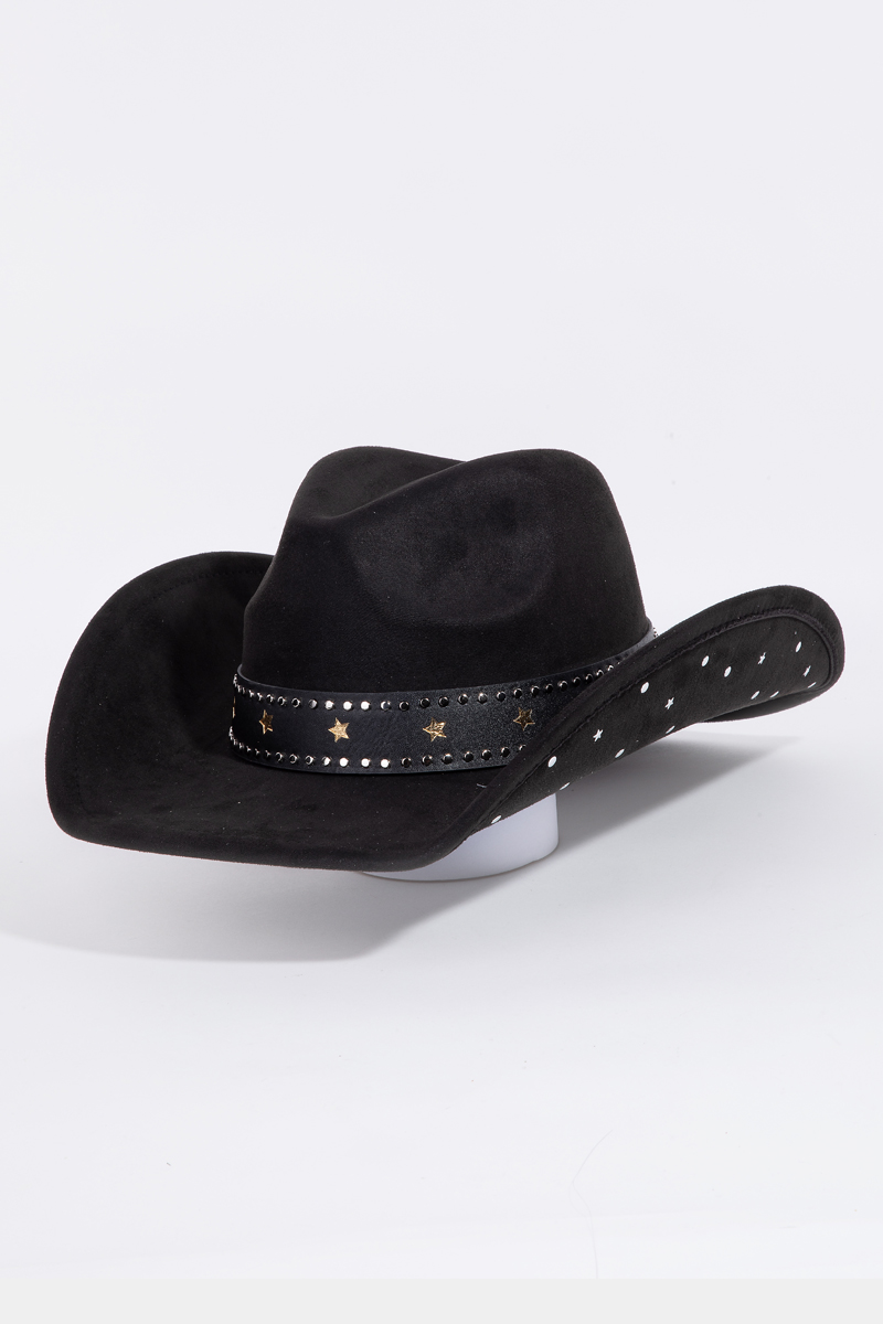 Studded Star Vegan Suede Fedora Hat Vegan Suede Star Cutout Hat Blank, Blank Hat for Burning  main image 3