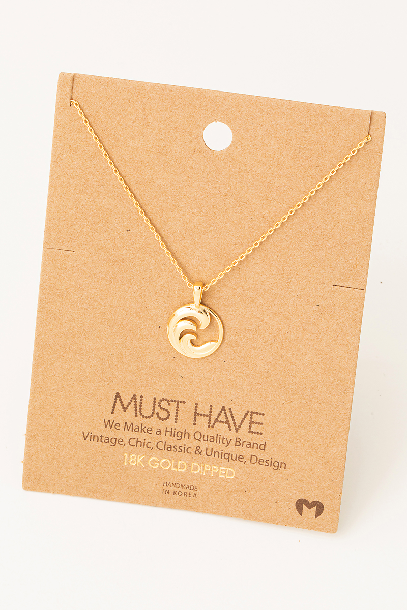 Tsunami Wave Coin Pendant Necklace - Fame Accessories