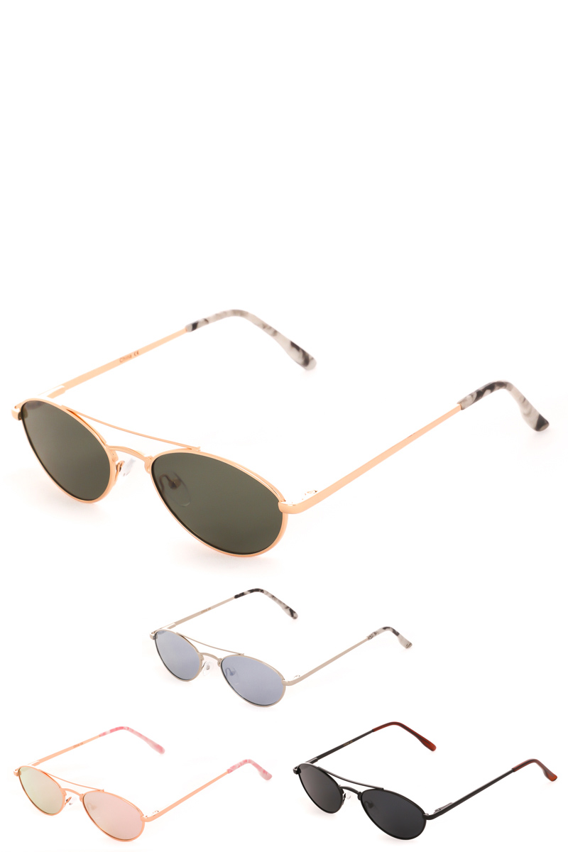 oval double bridge sunglasses