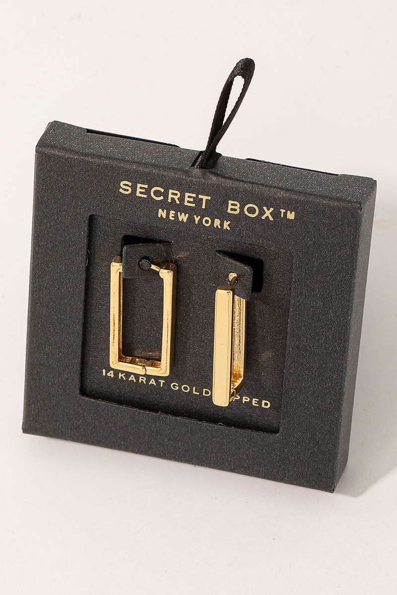 Secret Rectangle Secret Box Rectangle Cutout Hoop Earrings - PRE-ORDERS
