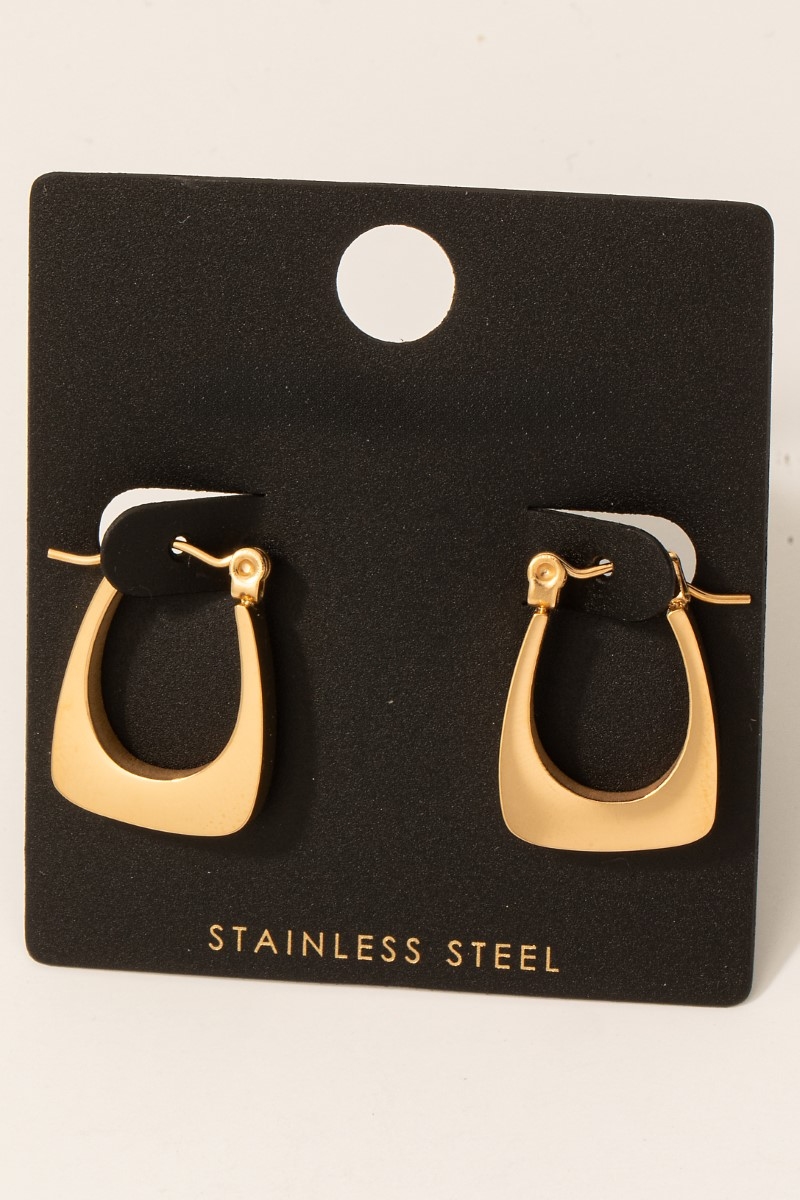 Rectangular Rounded Earrings Stainless Steel Rounded Rectangle Latch Hoop Earrings - Stainless Steel ...
