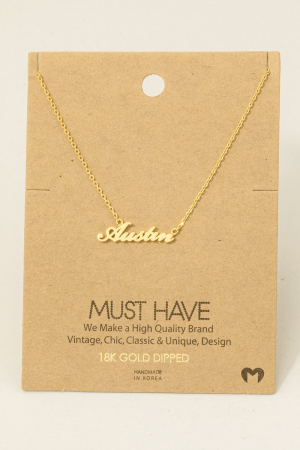 Handwritten Austin Print Pendant Necklace