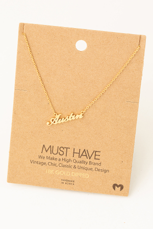 Handwritten Austin Print Pendant Necklace