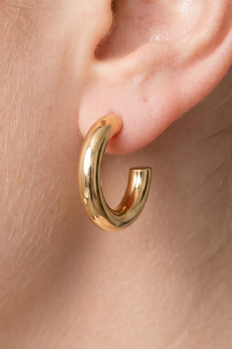 Gold Dipped Chunky Tube Hoop Earrings