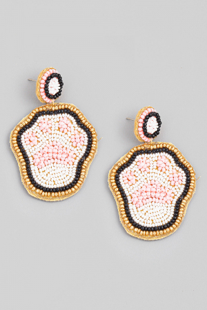 Beaded Cat Paw Drop Earrings