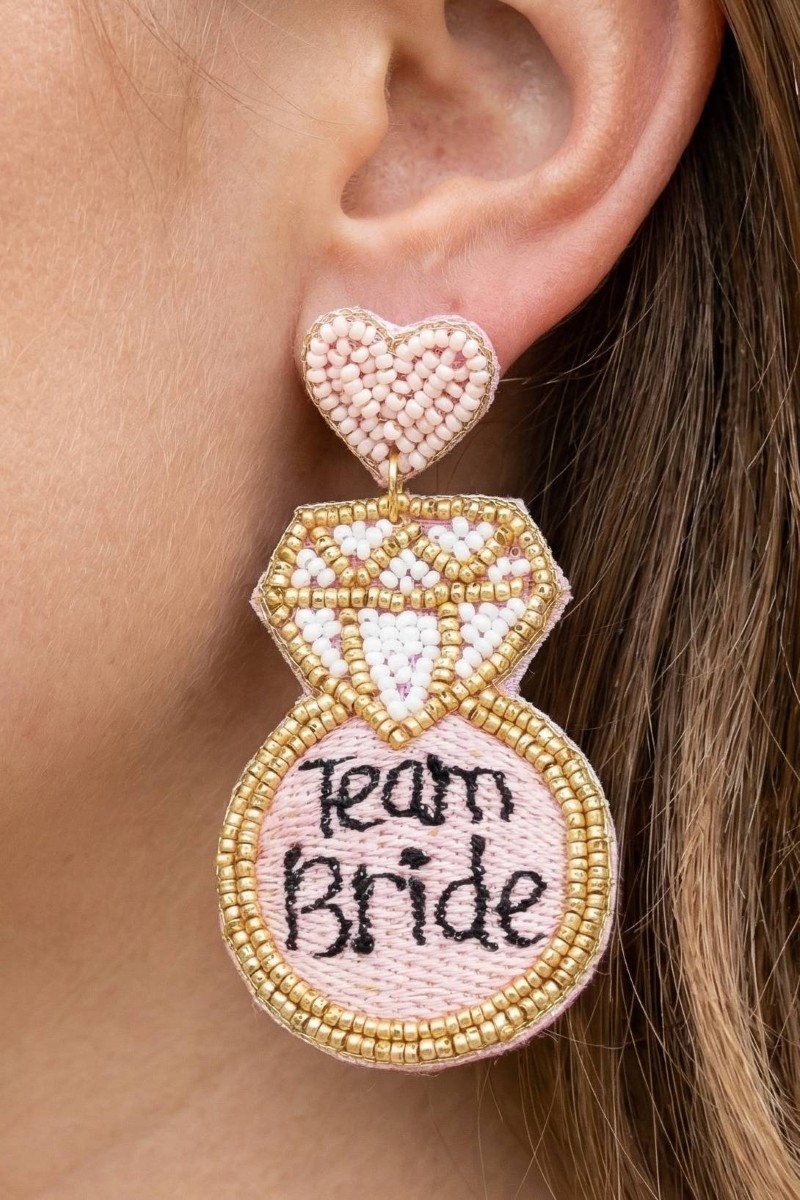 Team Bride Beaded Diamond Ring Earrings
