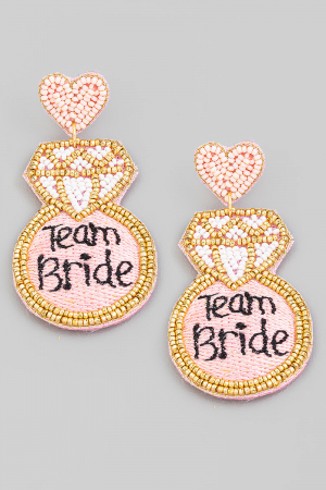 Team Bride Beaded Diamond Ring Earrings