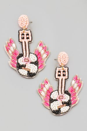 Beaded Guitar Wings Earrings
