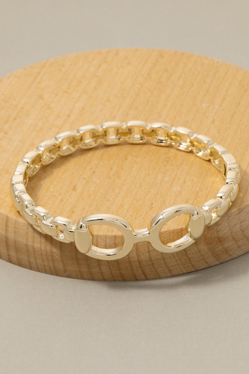 Gold Horsebit Stretch Chain Bracelet
