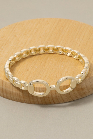 Gold Horsebit Stretch Chain Bracelet