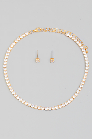 Rhinestone Link Necklace Set