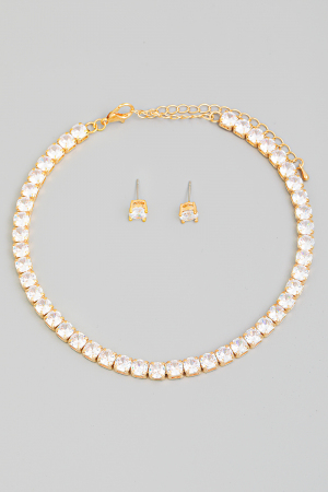 Rhinestone Chain Necklace Set