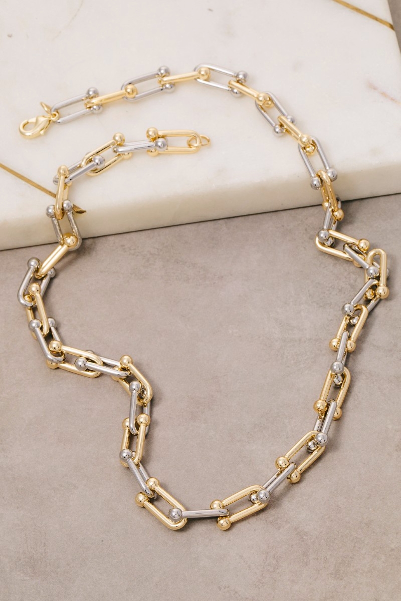 Two Tone U Chain Link Necklace