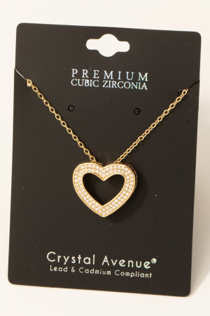 Cubic Zirconia Pave Heart Pendant Necklace