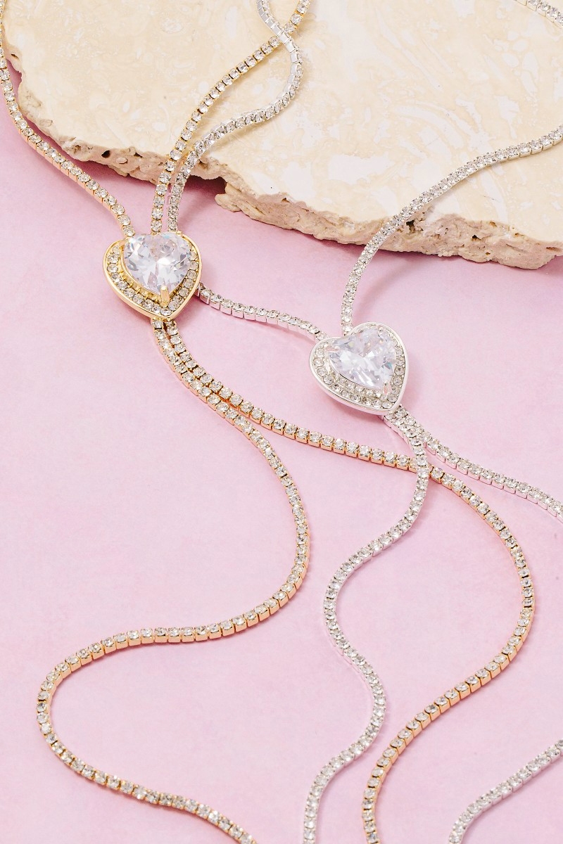 Adjustable Heart Slider Pendant Necklace