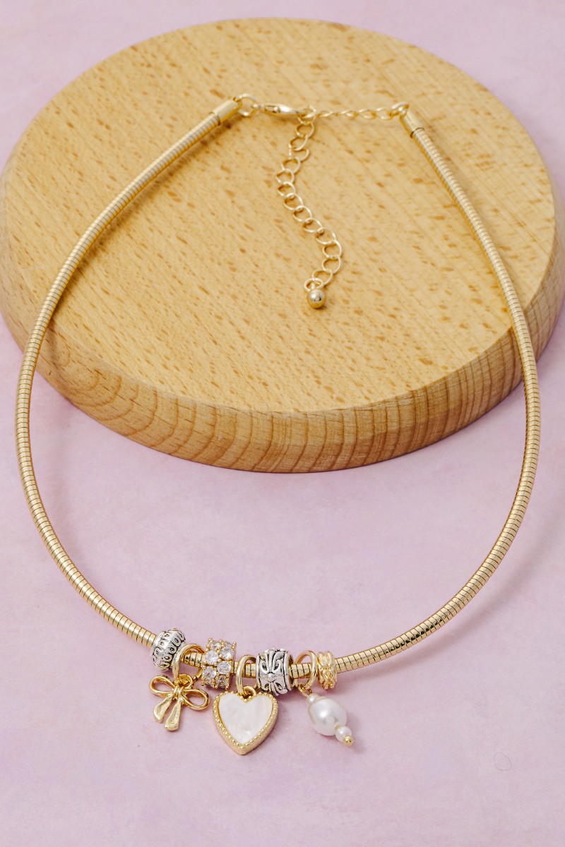 Assorted Mini Charms Coiled Choker Necklace