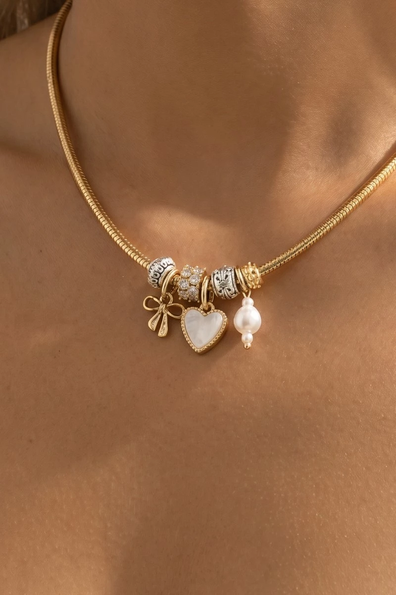 Assorted Mini Charms Coiled Choker Necklace