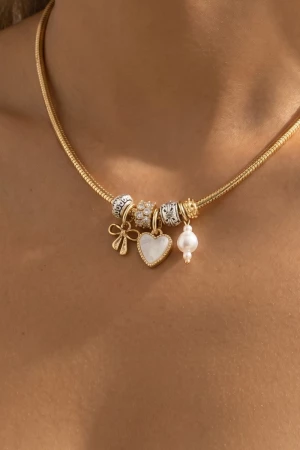 Assorted Mini Charms Coiled Choker Necklace